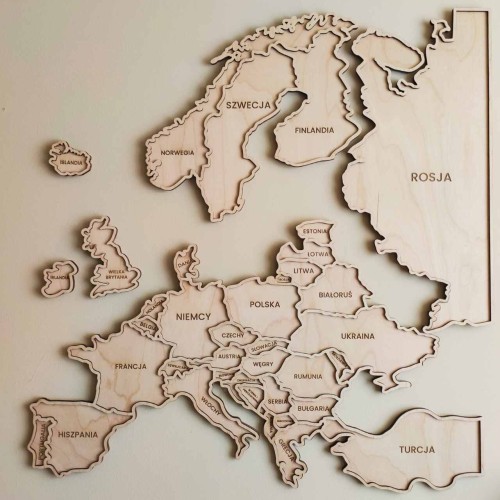 mapa Europy drewniana