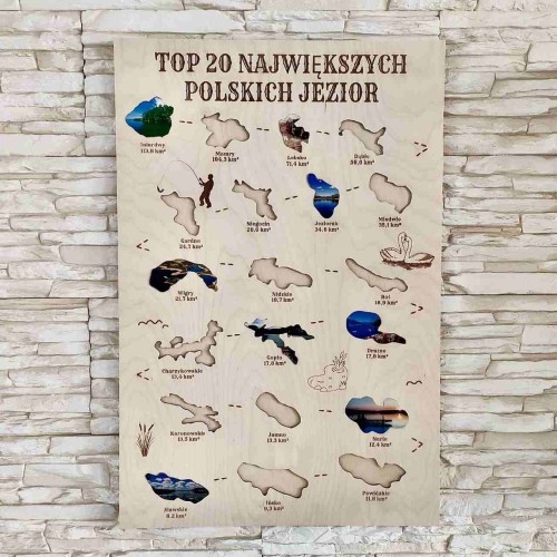 drewniana mapa jezior