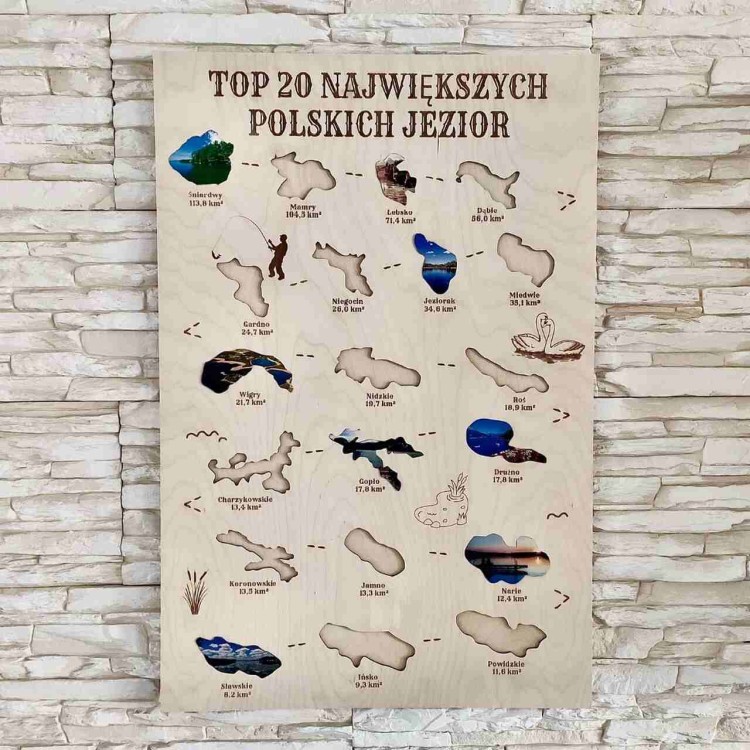 drewniana mapa jezior
