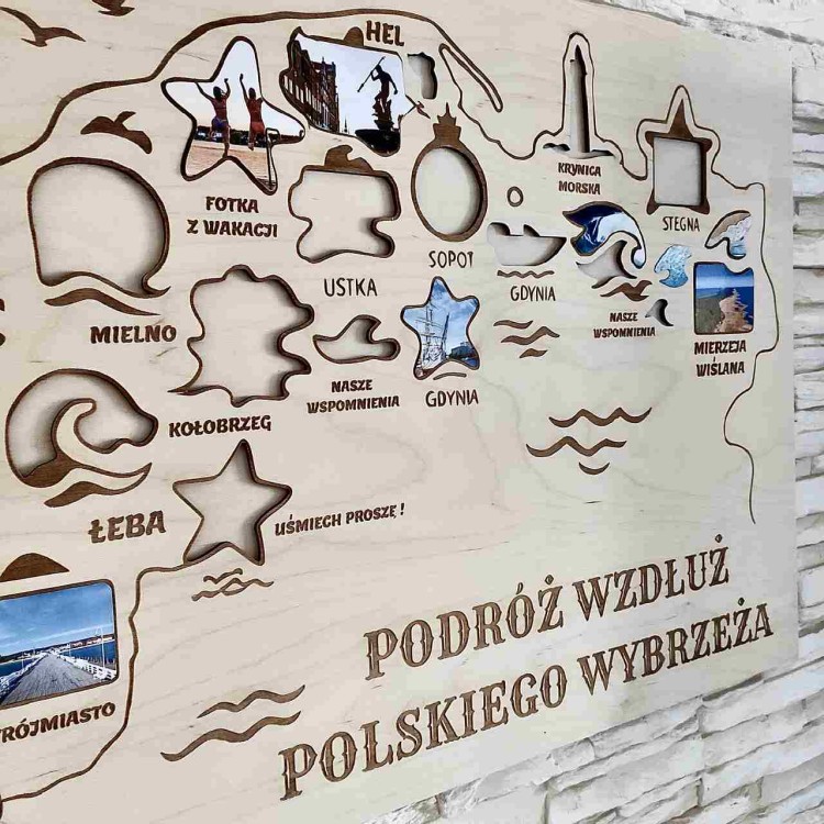 drewniana mapa polskiego morza