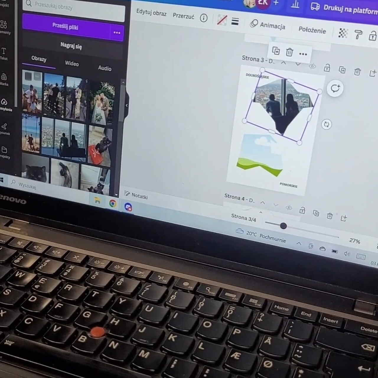 drewniana ramka na zdjęcia z szablonem 